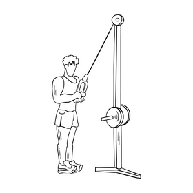 Man in gym cartoon black and white clipart