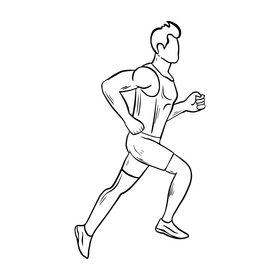 Girl exercising cartoon black and white clipart