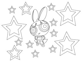 Powerpuff Girls cartoon black and white vector