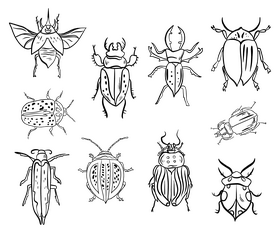 Bugs cartoon black and white vector
