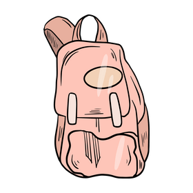 Girls pink backpack clipart