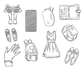 Women accessories black and white vector