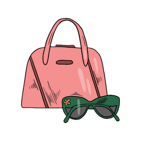 Pink bag with sunglasses clipart