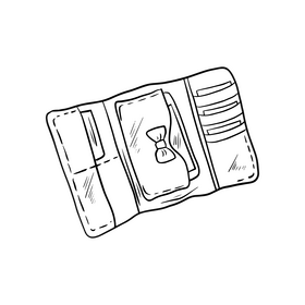 Cartoon purse black and white clipart