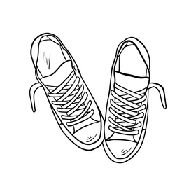 Girl sneakers black and white clipart