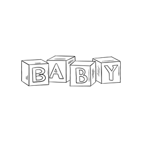 Baby cubes toy black and white clipart