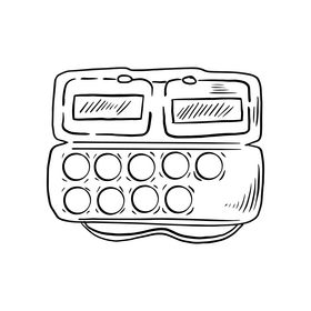 Women cartoon cosmetic bag black and white clipart