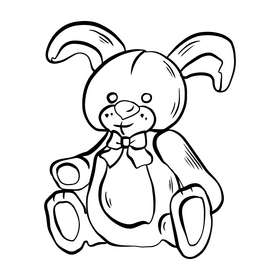 Soft toy hare black and white clipart