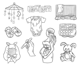 Pregnancy black and white vector