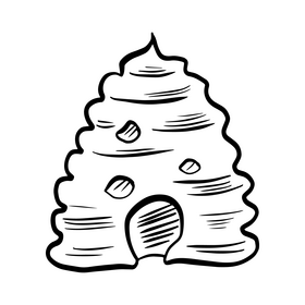 Bee hive black and white clipart
