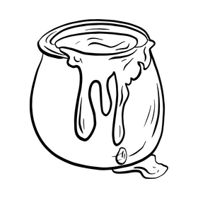 Jar of honey cartoon black and white clipart