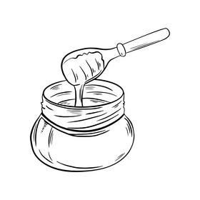 Honey stirrer illustration black and white clipart