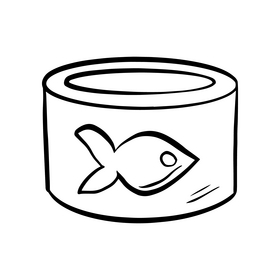 Cartoon cat food black and white clipart