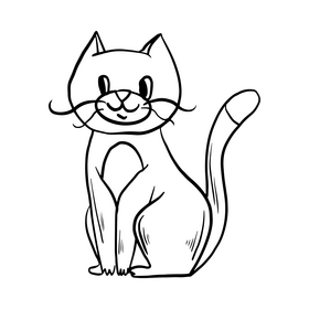 Cute cat black and white clipart free download