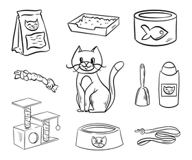 Free pet sets black and white vector