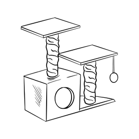 Cat house illustration black and white clipart