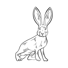 Hare black and white clipart