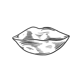 Lips drawing black and white clipart