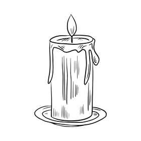Candle cartoon black and white clipart