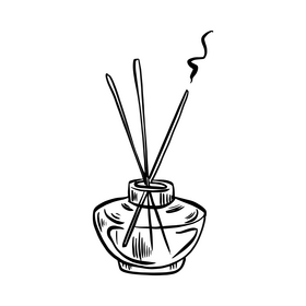 Incense stick black and white clipart