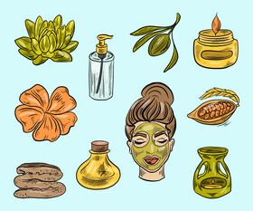 Spa icon set cartoon vector