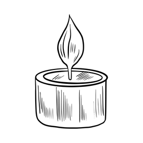 Cartoon candle black and white clipart