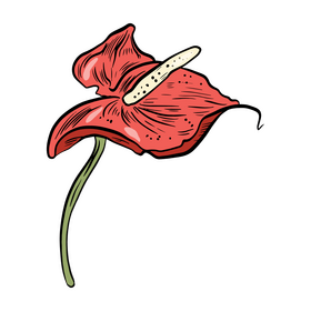 Red flower leaf clipart