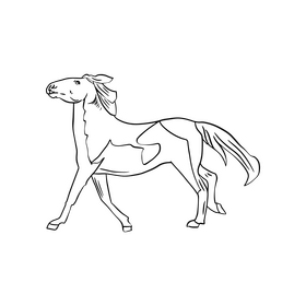 Cute mare, female horse black and white clipart free download