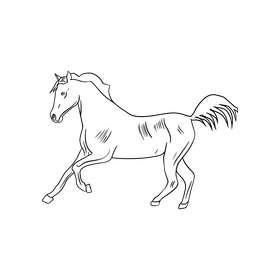 Cute horse black and white clipart vector free download