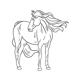 Mare, female horse black and white clipart vector free download