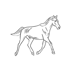 Beautiful horse, mare black and white clipart vector free download