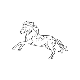 Horse running black and white clipart