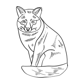 Fox black and white clipart