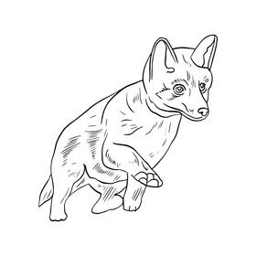 Fox black and white clipart