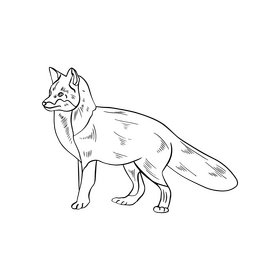 Free fox black and white clipart