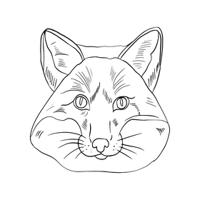 Fox face black and white clipart