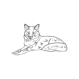 Fox black and white clipart