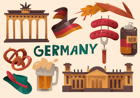Germany icon set vector