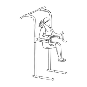 Girl at gym drawing black and white clipart