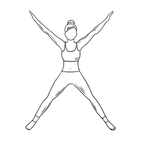 Cartoon woman training black and white clipart