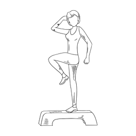 Fitness girl exercising black and white clipart