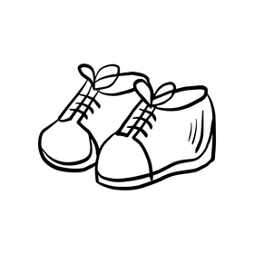 Cute baby booties drawing black and white clipart