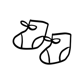 Cute baby booties illustration black and white clipart