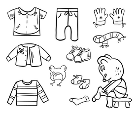Cute baby clothes black and white vector
