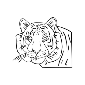 Tiger face black and white clipart