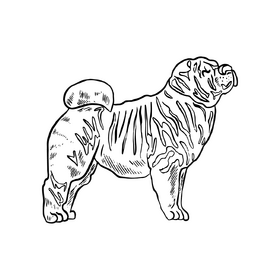 Cute dog black and white clipart