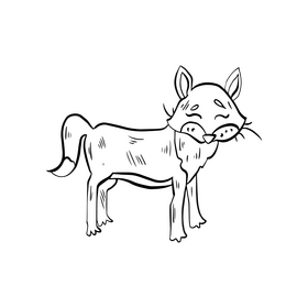 Cute fox drawing black and white clipart