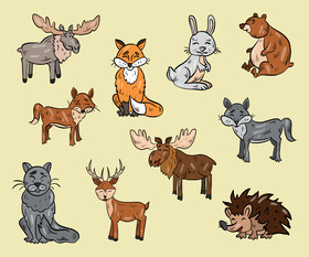 Cartoon forest animals vector