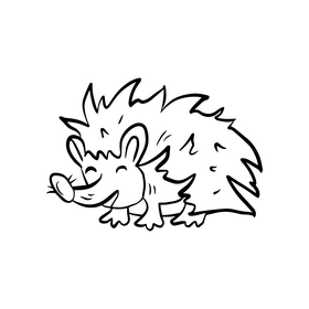 Cute hedgehog cartoon black and white clipart