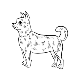 Dog black and white clipart